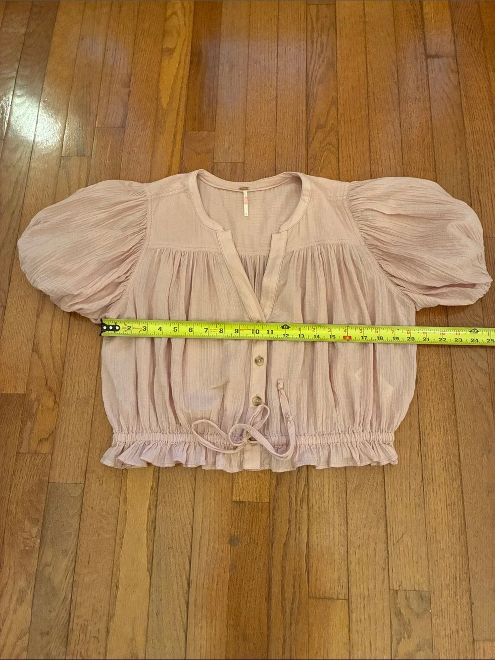 Free People Dusty Rose Button-Front Drawstring Hem Blouse